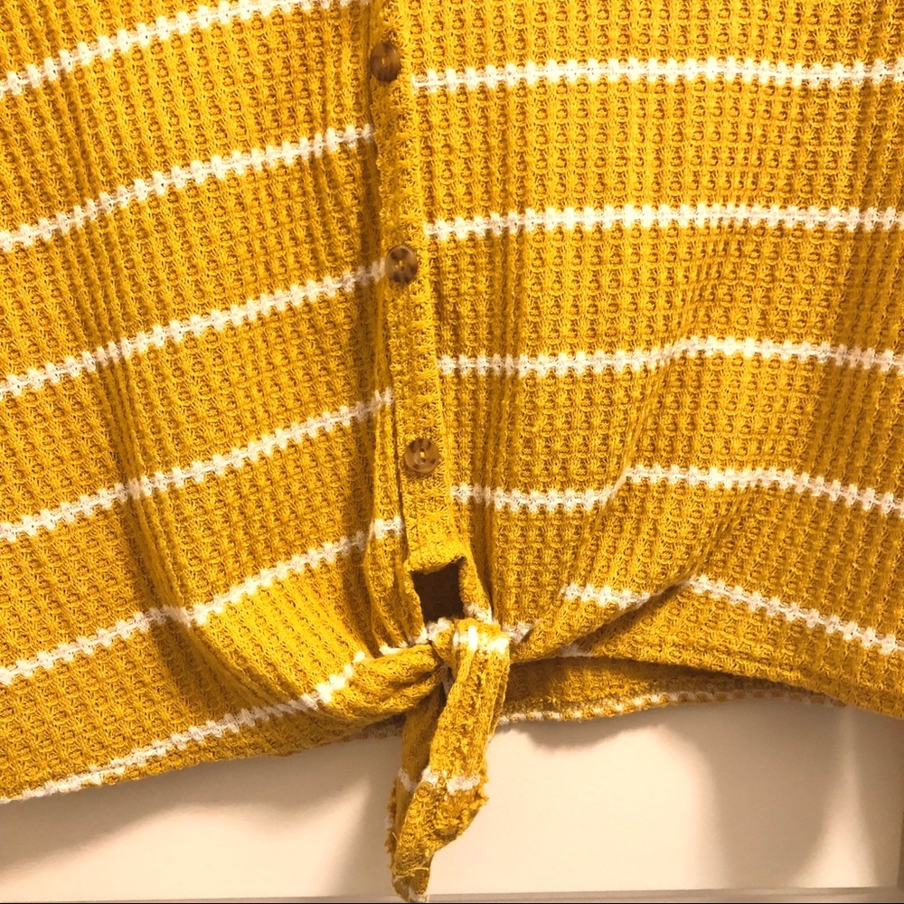 Mustard button down top